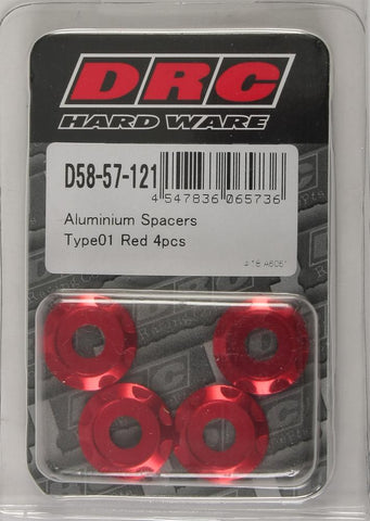 Aluminum Spacers Type 1 Red M6x12mm 4-pk