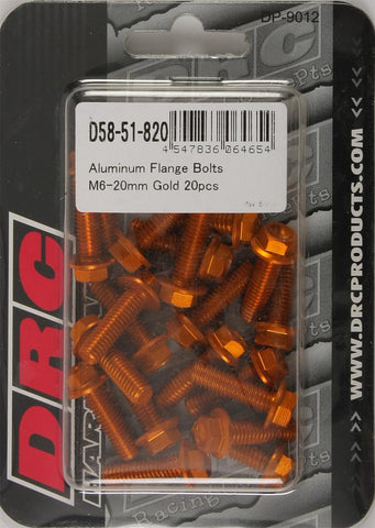 Aluminum Flange Bolts Gold M6x20mm 20-pk