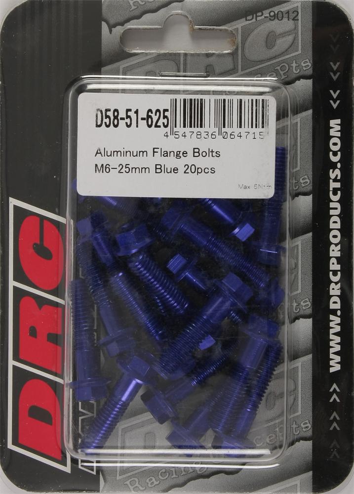 Aluminum Flange Bolts Blue M6x25mm 20-pk