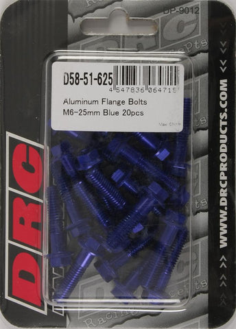 Aluminum Flange Bolts Blue M6x25mm 20-pk
