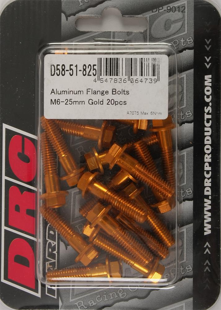 Aluminum Flange Bolts Gold M6x25mm 20-pk