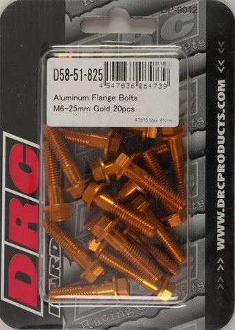 Aluminum Flange Bolts Gold M6x25mm 20-pk