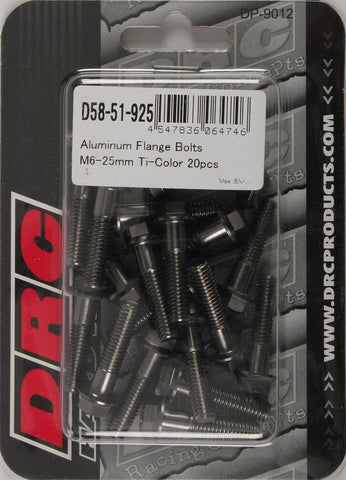 Aluminum Flange Bolts Titanium M6x25mm 20-pk