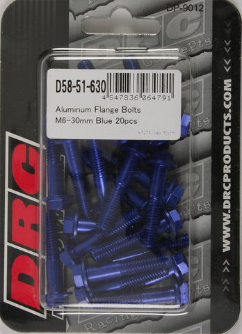Aluminum Flange Bolts Blue M6x30mm 20-pk