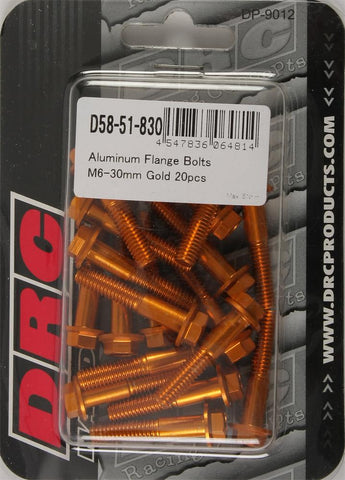 Aluminum Flange Bolts Gold M6x30mm 20-pk