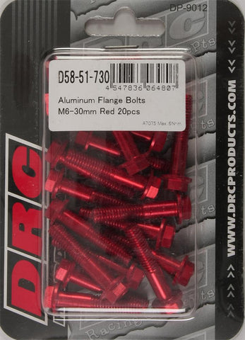 Aluminum Flange Bolts Red M6x30mm 20-pk