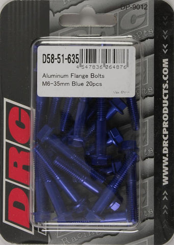 Aluminum Flange Bolts Blue M6x35mm 20-pk