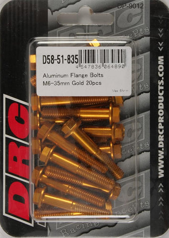 Aluminum Flange Bolts Gold M6x35mm 20-pk