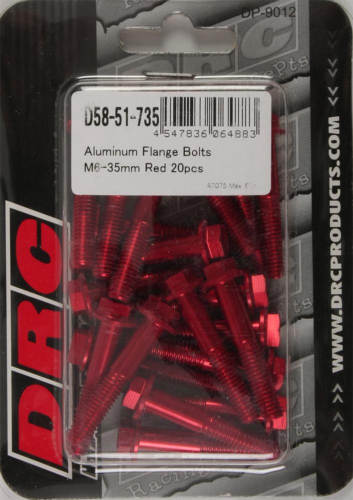Aluminum Flange Bolts Red M6x35mm 20-pk
