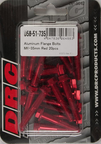 Aluminum Flange Bolts Red M6x35mm 20-pk