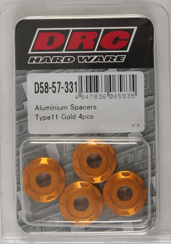 Aluminum Spacers Type 11 Gold M6x12mm 4-pk