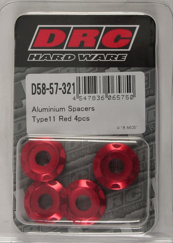 Aluminum Spacers Type 11 Red M6x12mm 4-pk
