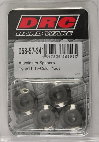 Aluminum Spacers Type 11 Titanium M6x12mm 4-pk