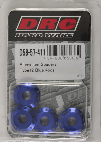 Aluminum Spacers Type 12 Blue M6x12mm 4-pk