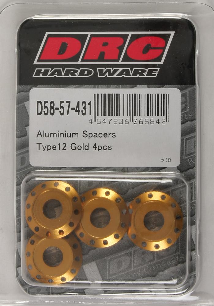 Aluminum Spacers Type 12 Gold M6x12mm 4-pk