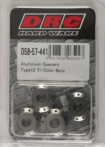 Aluminum Spacers Type 12 Titanium M6x12mm 4-pk