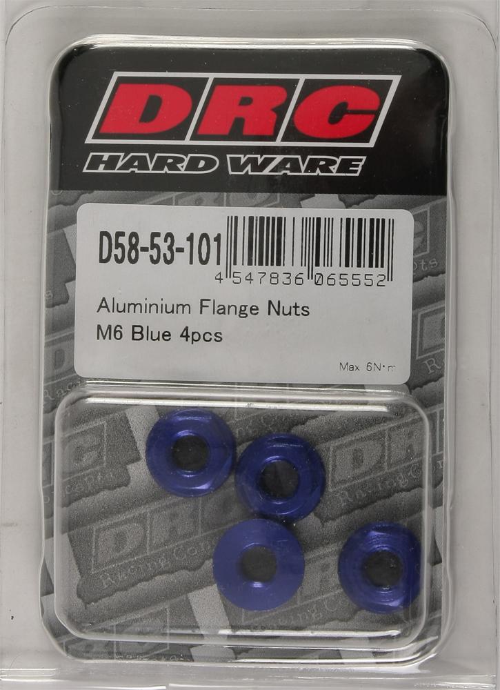Aluminum Flange Nuts Blue M6x12mm 4-pk