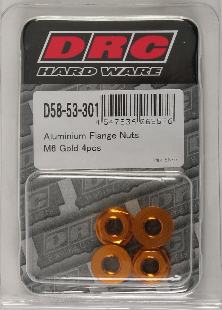 Aluminum Flange Nuts Gold M6x12mm 4-pk