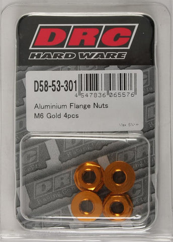 Aluminum Flange Nuts Gold M6x12mm 4-pk