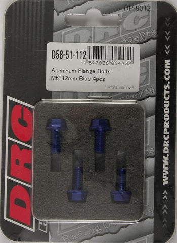 Aluminum Flange Bolts Blue M6x12mm 4-pk