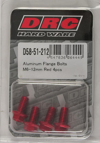 Aluminum Flange Bolts Red M6x12mm 4-pk