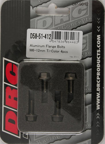 Aluminum Flange Bolts Titanium M6x12mm 4-pk