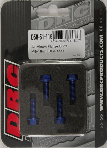 Aluminum Flange Bolts Blue M6x16mm 4-pk