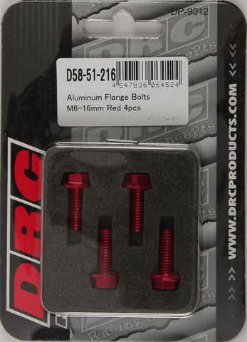 Aluminum Flange Bolts Red M6x16mm 4-pk