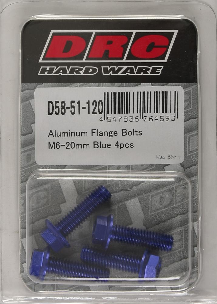 Aluminum Flange Bolts Blue M6x20mm 4-pk