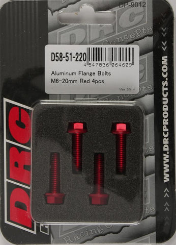 Aluminum Flange Bolts Red M6x20mm 4-pk