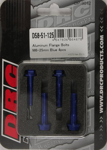 Aluminum Flange Bolts Blue M6x25mm 4-pk