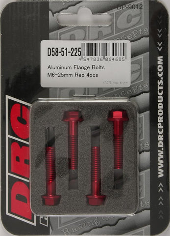 Aluminum Flange Bolts Red M6x25mm 4-pk