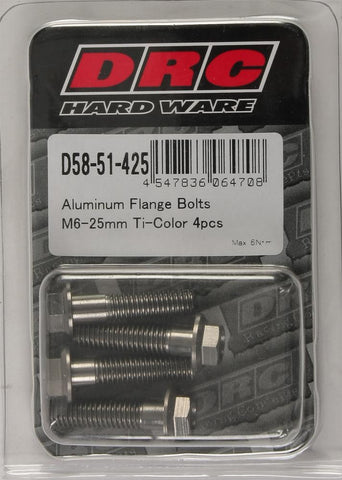 Aluminum Flange Bolts Titanium M6x25mm 4-pk