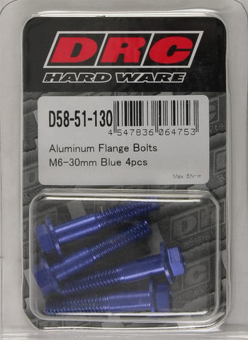 Aluminum Flange Bolts Blue M6x30mm 4-pk