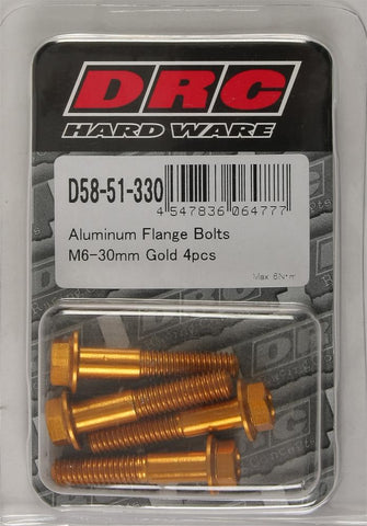 Aluminum Flange Bolts Gold M6x30mm 4-pk