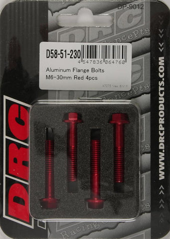 Aluminum Flange Bolts Red M6x30mm 4-pk