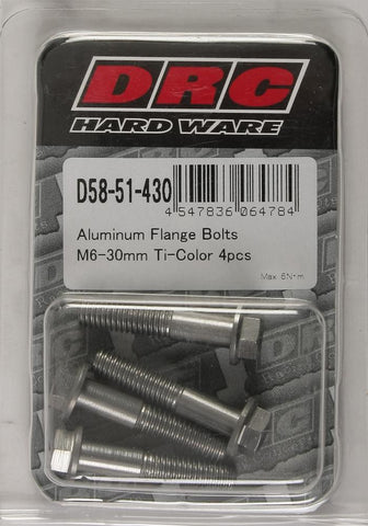 Aluminum Flange Bolts Titanium M6x30mm 4-pk