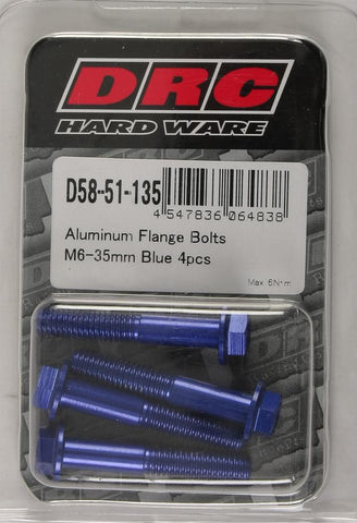 Aluminum Flange Bolts Blue M6x35mm 4-pk