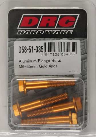 Aluminum Flange Bolts Gold M6x35mm 4-pk