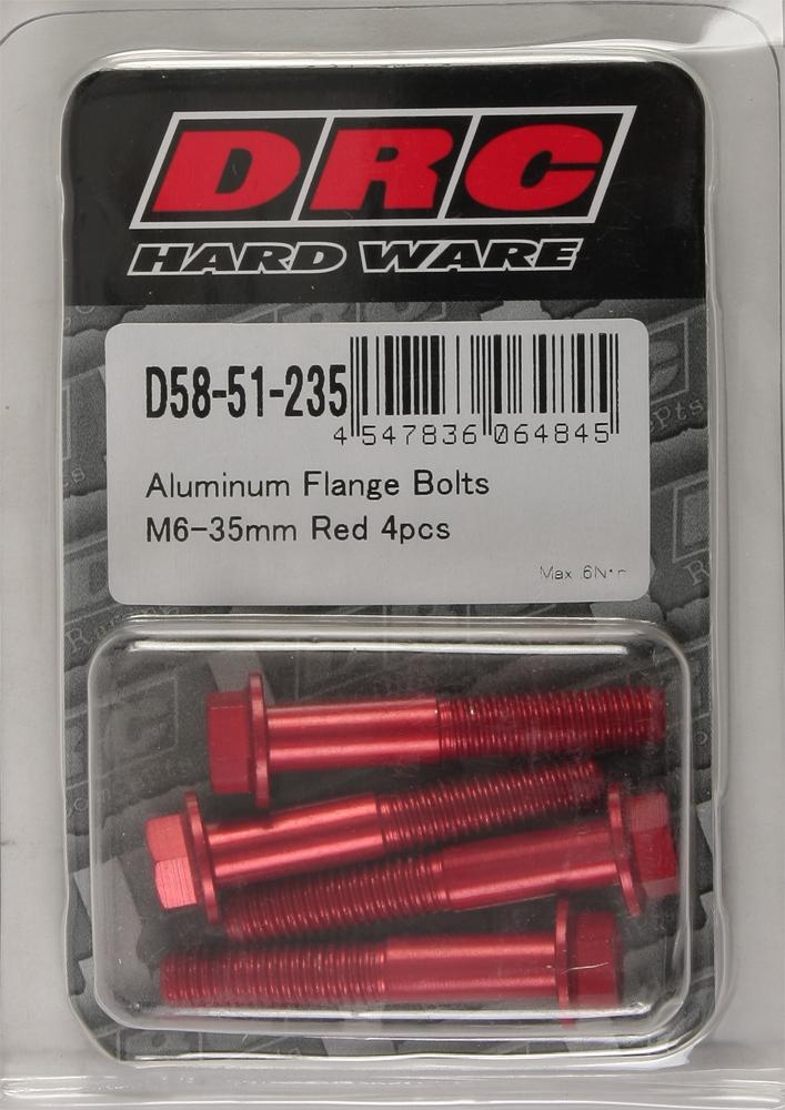 Aluminum Flange Bolts Red M6x35mm 4-pk