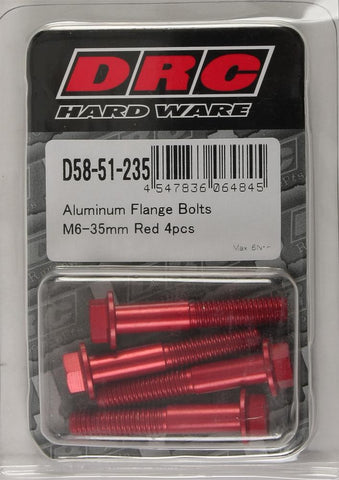 Aluminum Flange Bolts Red M6x35mm 4-pk
