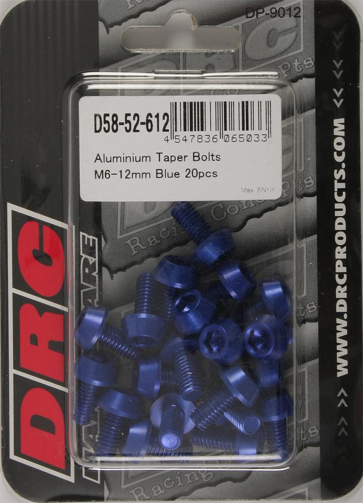 Aluminum Taper Bolts Blue M6x12mm 20-pk
