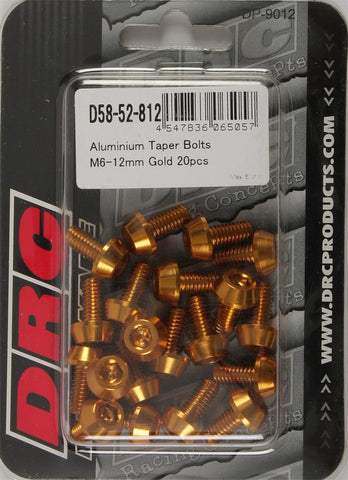 Aluminum Taper Bolts Gold M6x12mm 20-pk