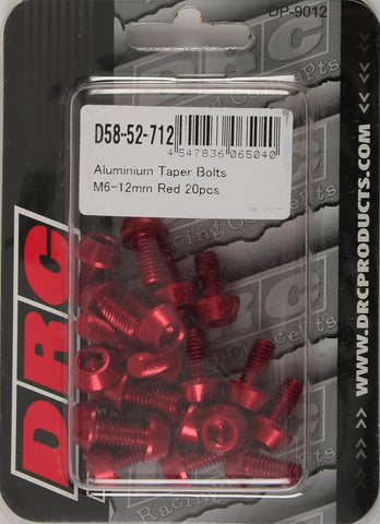Aluminum Taper Bolts Red M6x12mm 20-pk