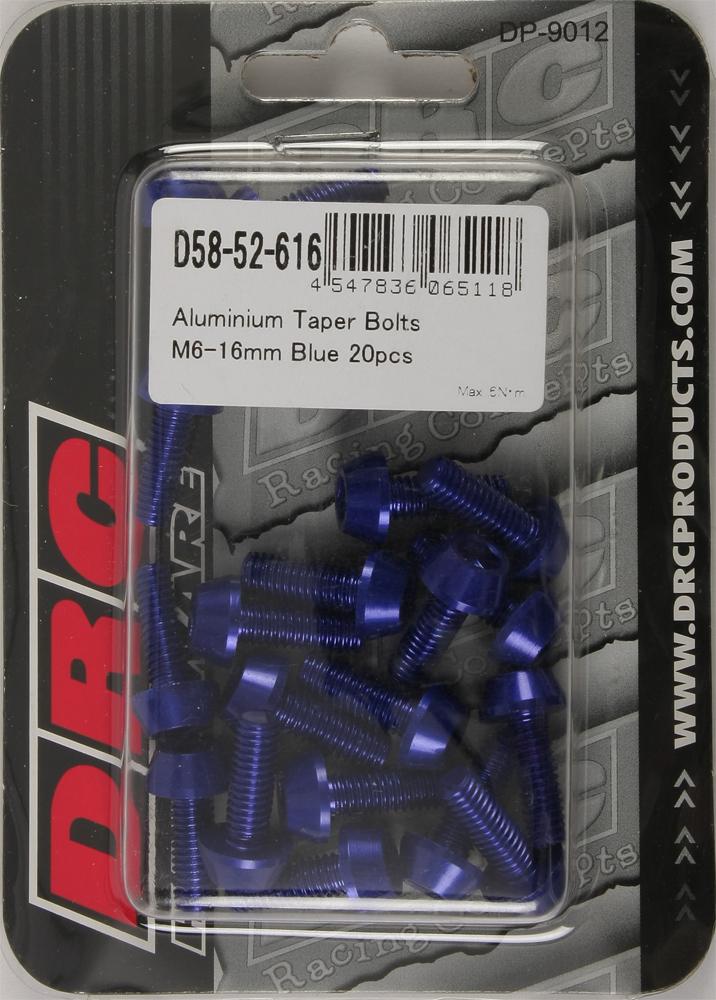 Aluminum Taper Bolts Blue M6x16mm 20-pk