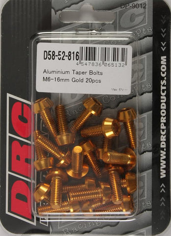 Aluminum Taper Bolts Gold M6x16mm 20-pk