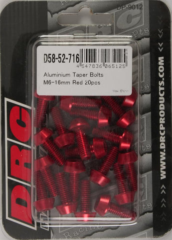 Aluminum Taper Bolts Red M6x16mm 20-pk