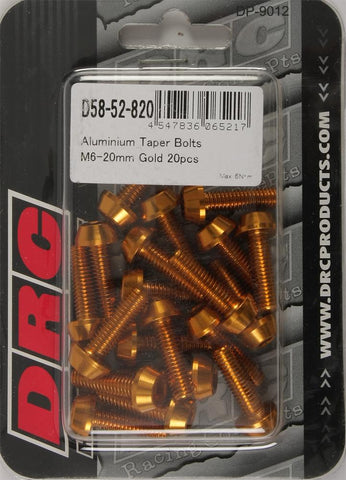 Aluminum Taper Bolts Gold M6x20mm 20-pk