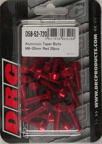 Aluminum Taper Bolts Red M6x20mm 20-pk