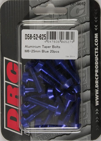 Aluminum Taper Bolts Blue M6x25mm 20-pk